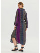 Shirt Collar Belt Detailed Purple Patterned Long Sleeve Dress 4449